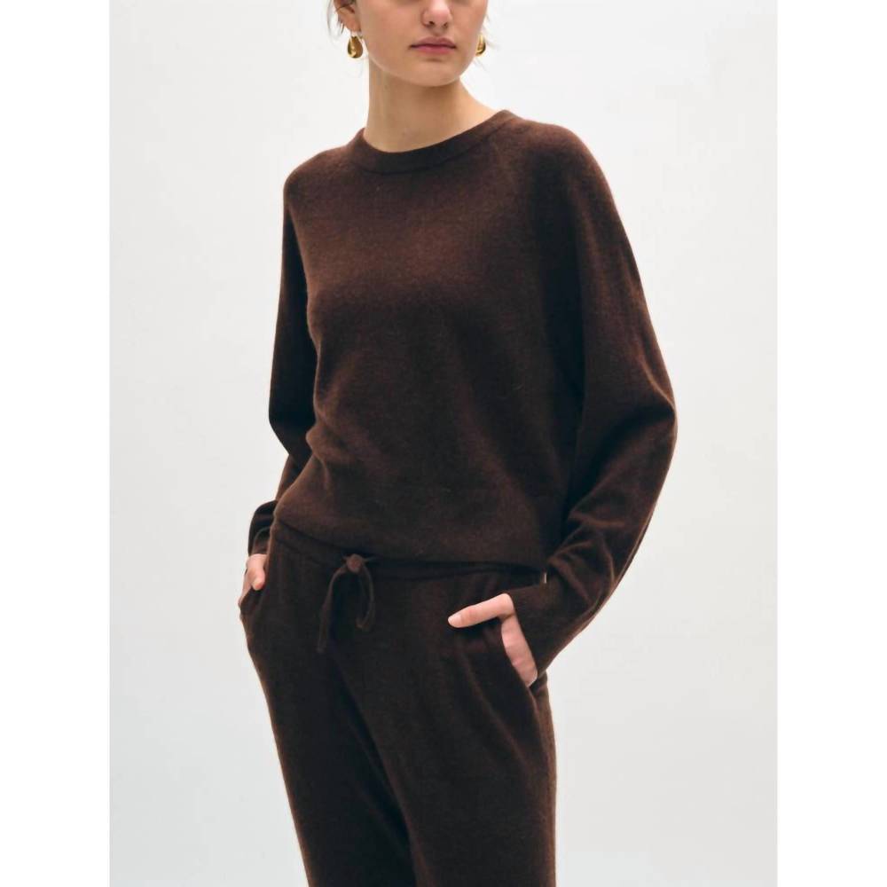 NEW WHITE + WARREN cashmere sweatshirt in espresso
